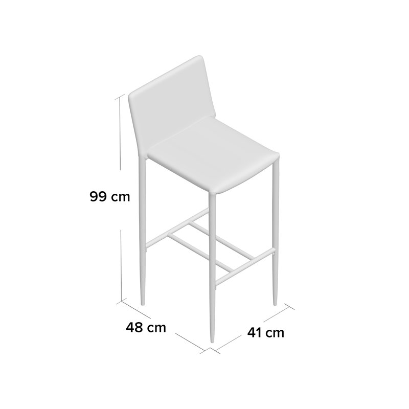Upholstered Counter Stool with Metal Frame, Black