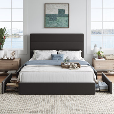 Upholstered Platform Bed Frame with Storage