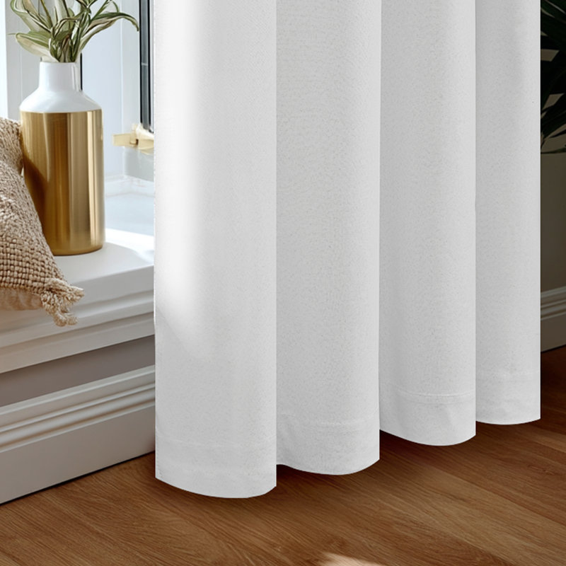 100% Blackout Faux Linen Curtains with TPU Backing – Dual-Layer Noise Reducing & Thermal Insulated Drapes, Graywish White