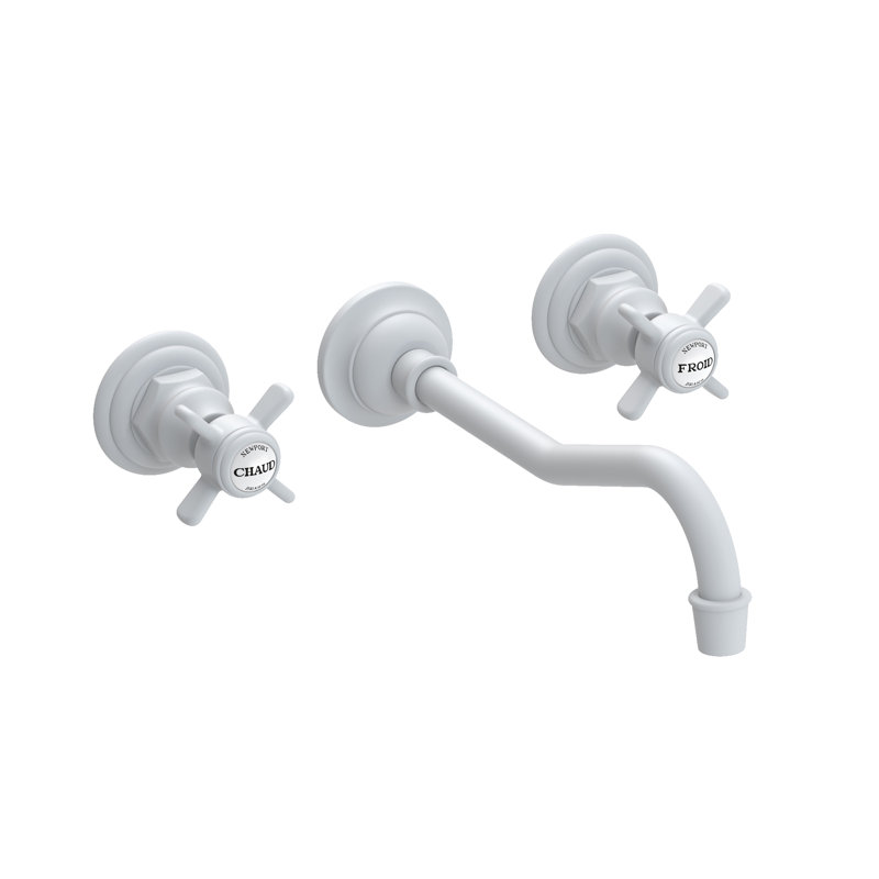 Fairfield Wall Mount Bathroom Faucet, Matte White