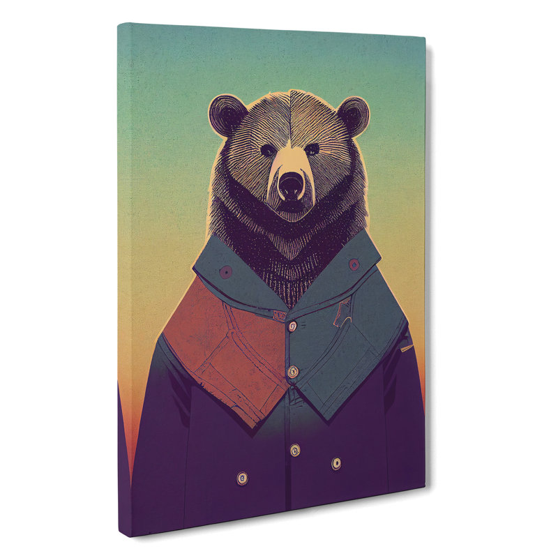 Bear With Jacket No.1 - Wrapped Canvas, 50cm H x 35cm W x 3cm D