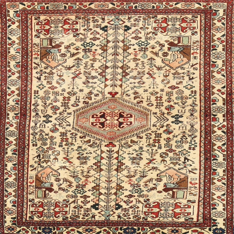 Tapis oriental rouge / beige, Rond 8 pi