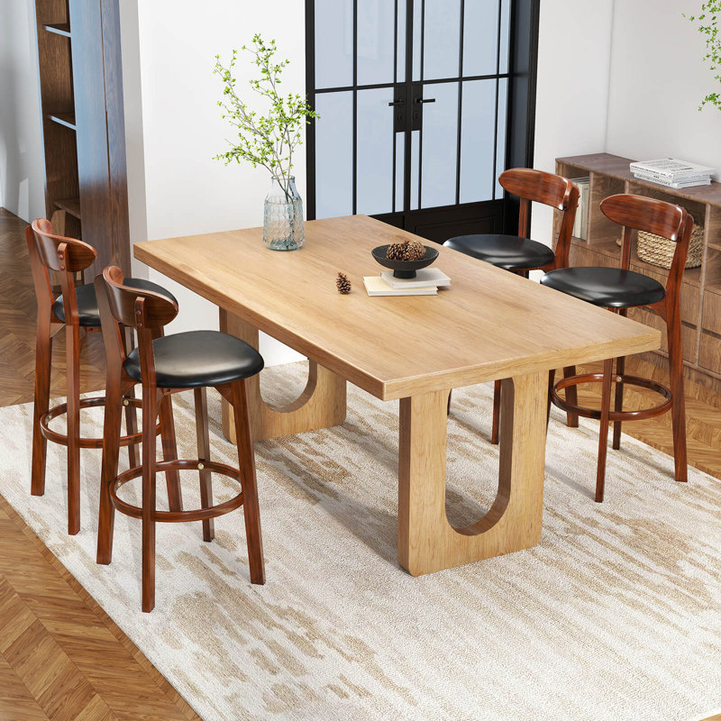 Tabouret de bar avec dossier courbé et repose-pieds, Tabouret de bar (siège d'une hauteur de 30,5 po), 4