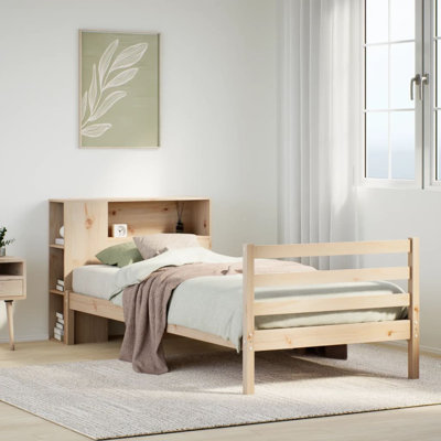 Bookcase Bed Without Mattress Solid Wood Pine