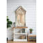 Console 35,5 po x 14 po x 32 po en bois vieilli blanc et naturel, console de style champêtre