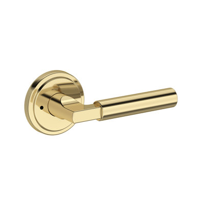 Lake Forest Privacy Lever with Stepped Round Rose in Lifetime (PVD) Satin Brass