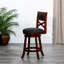 Tabouret tournant 30 "en cerisier avec siège en tissu gris anthracite - Finition assise luxueuse et acrylique