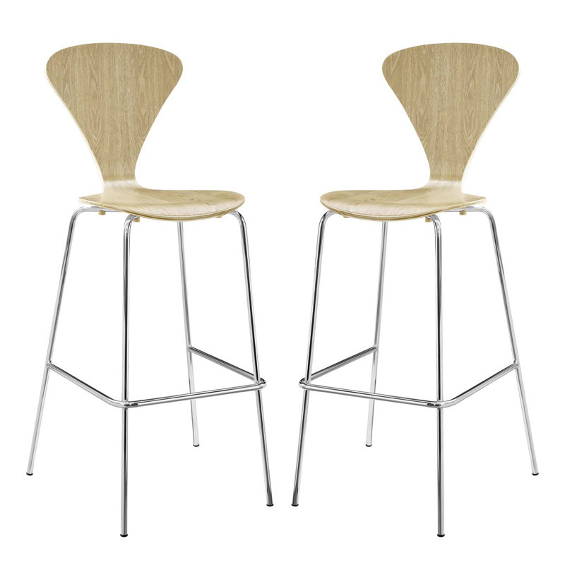 Ensemble de 2 tabourets de bar Passage, Naturel / naturel
