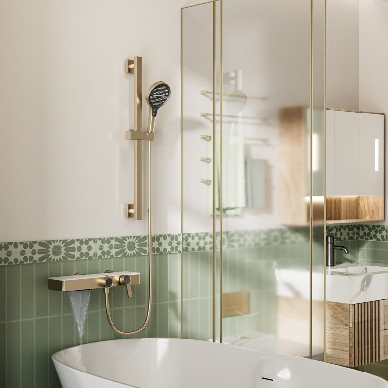 Ensemble de robinet de salle de bain avec douche à main ronde, Noir mat