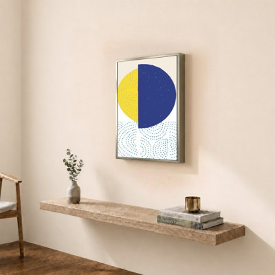 «Blue and Yellow Mod Circles I» par Jen Bucheli - impression sur toile