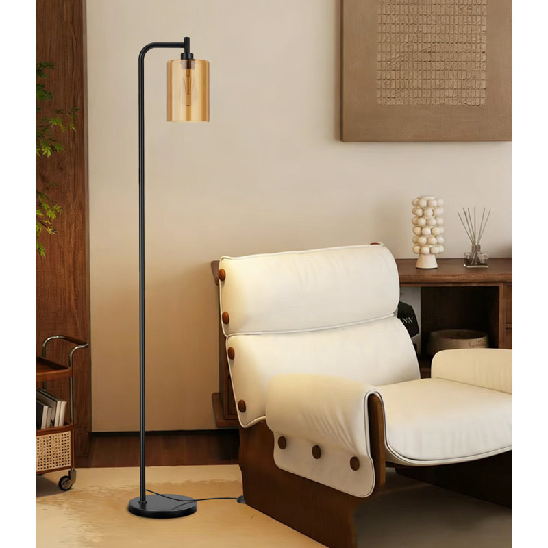 Floor Lamp, Modern Floor Lamp With LED Bulb, Industrial Floor Lamp For Bedroom, Office, Living Room, Amber