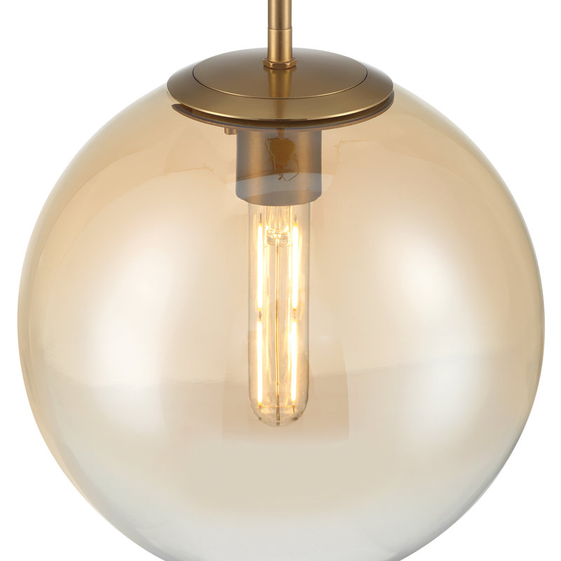 Luminaire suspendu en verre 9 po, Brushed Gold