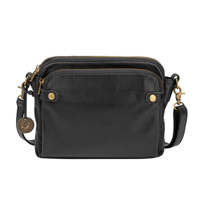 Backpack Three-layer Leather Crossbody Shoulder Bag Hold Bag  Collapsible Outdoor Leisure Bag