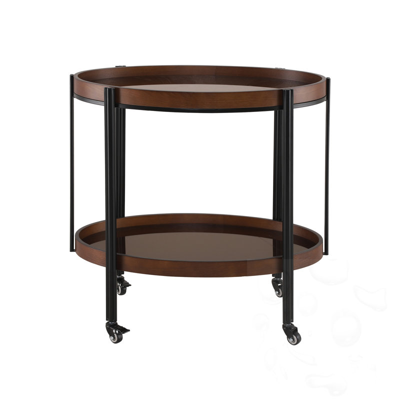 Chariot-bar ovale avec 2 tablettes