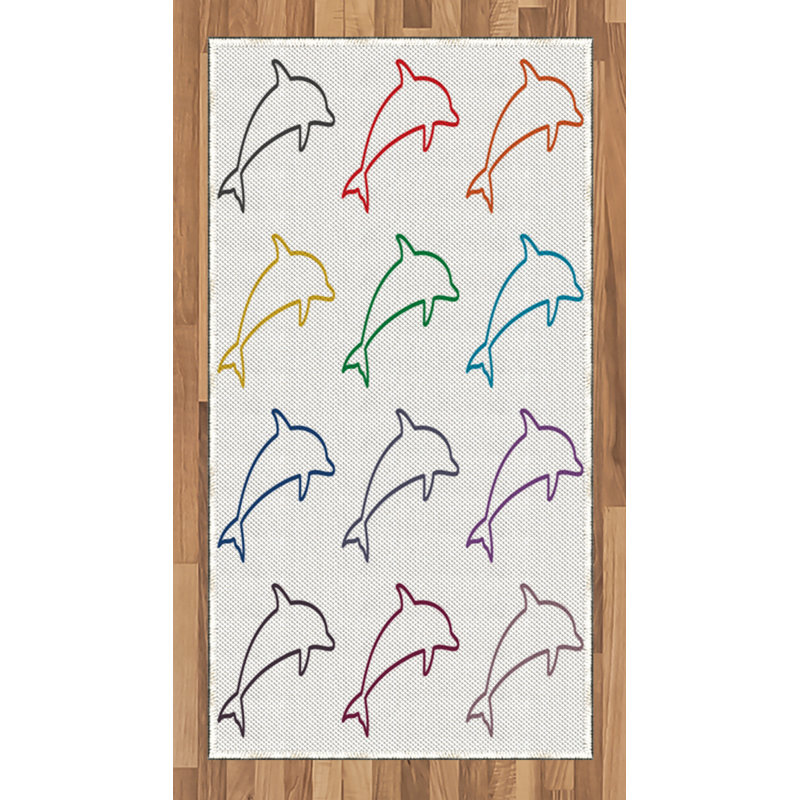 Tapis décoratif à haute densité en fibre de polyester à haute densité abstraite, Rectangle 2 pi 7 po x 5 pi