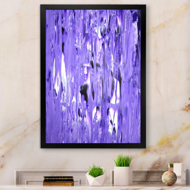 Mauve et blanc abstrait - œuvre d'art moderne et contemporaine sur toile, Cadre photo noir, H 20 po x l 12 po x P 1 po