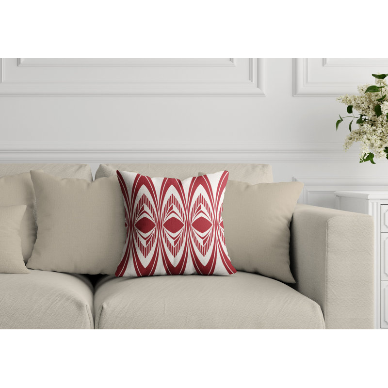 Housse et insert de coussin d'extérieur carré Chisom Tribal, L 17 po x H 17 po, Rouge