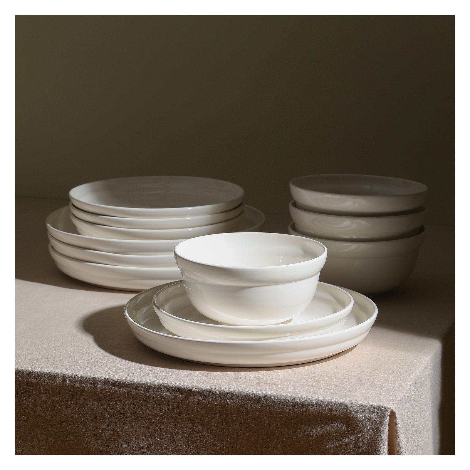 Stone Lain Virtuo 12-Piece Dinnerware Set Porcelain
