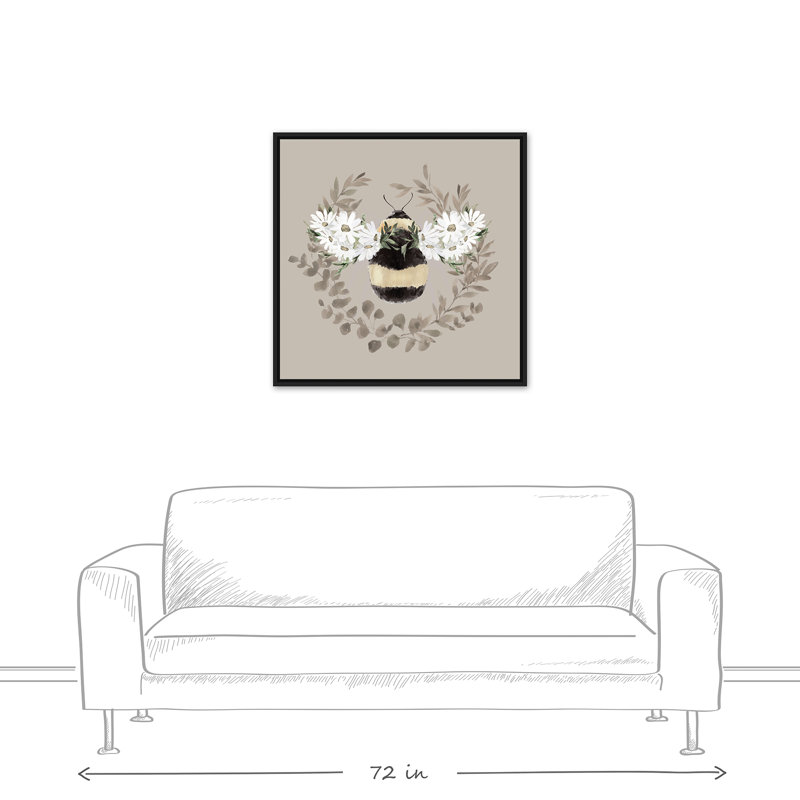 Bumble Bee Wreath - reproduction de cadre flottant sur toile, L 31,75 po x H 31,75 po
