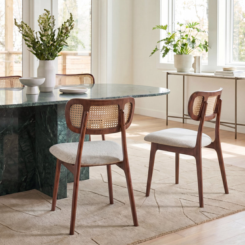 Claudia Cane Side Chair, Nogal