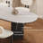 Simple black solid wood rock board table set