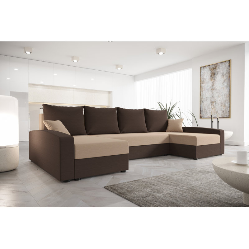 Baileyrae 4 Seater Corner Sofa , Beige/Brown - Rainbow05/Rainbow41