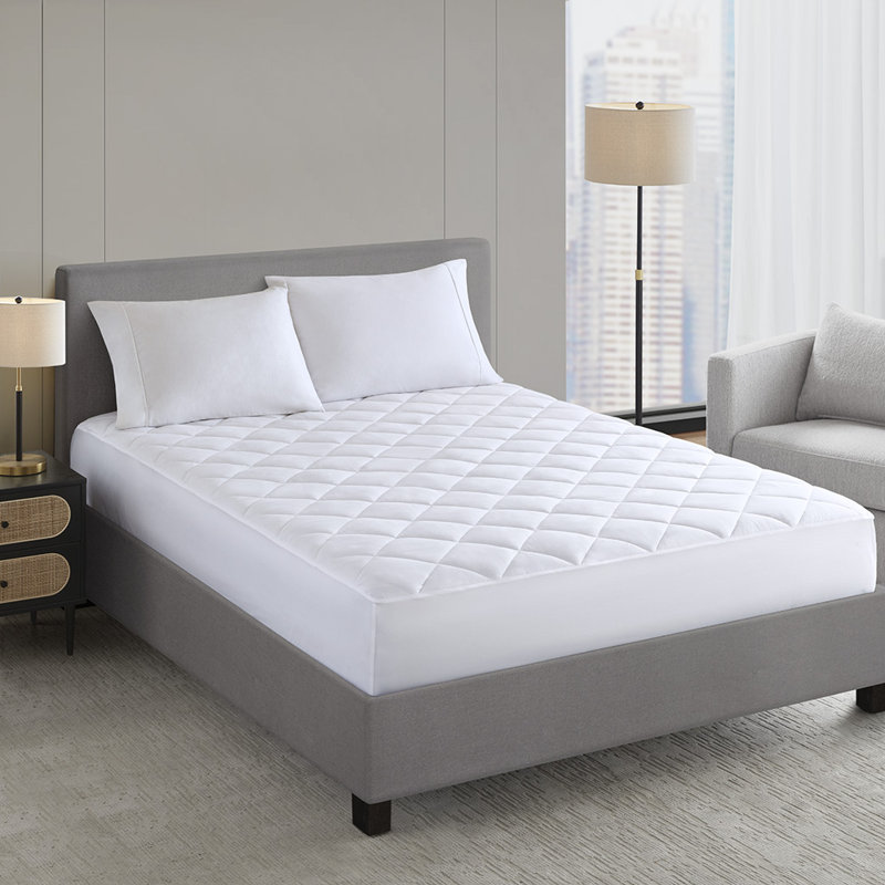 White Chartier Brushed Hotel King Mattress Pad, Hotel King