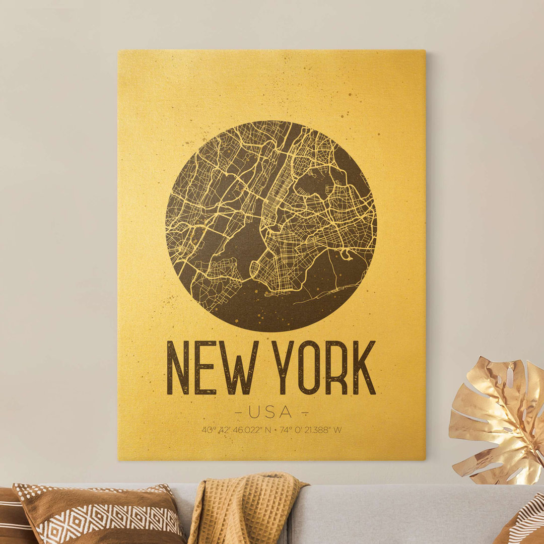 Leinwandbild New Yorker Stadtplan – Retro