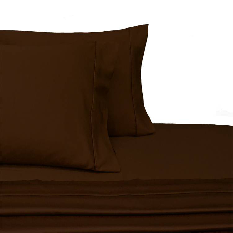Egyptian Cotton Sateen Sheet Set, 300, Brown, King Sheet Set with Fitted Sheet