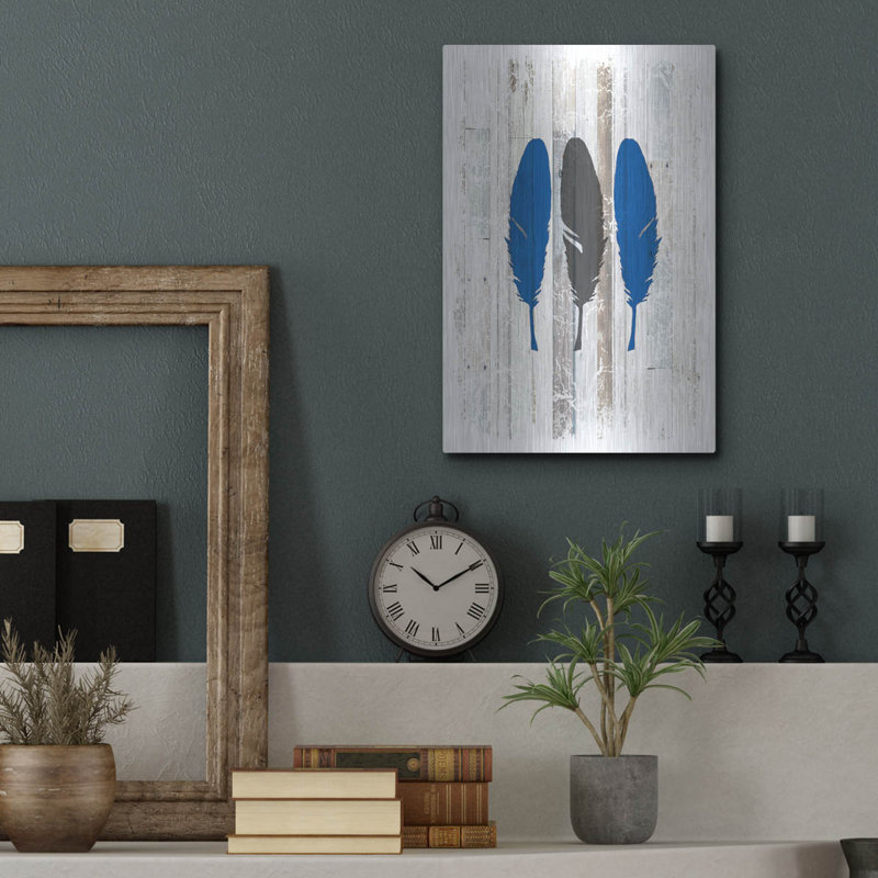 Art mural en métal «The Blue Moose - Feathers» par Lightbox Journal, H 16 po x l 12 po