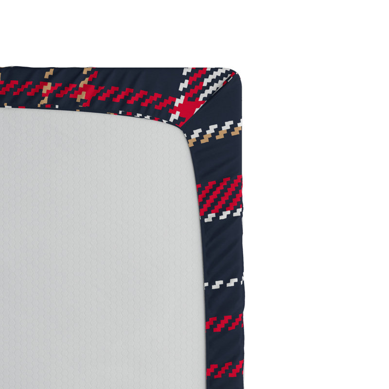 Microfiber Plaid Fitted Sheet, Queen Fitted Sheet, Navy/Red Plaid 3