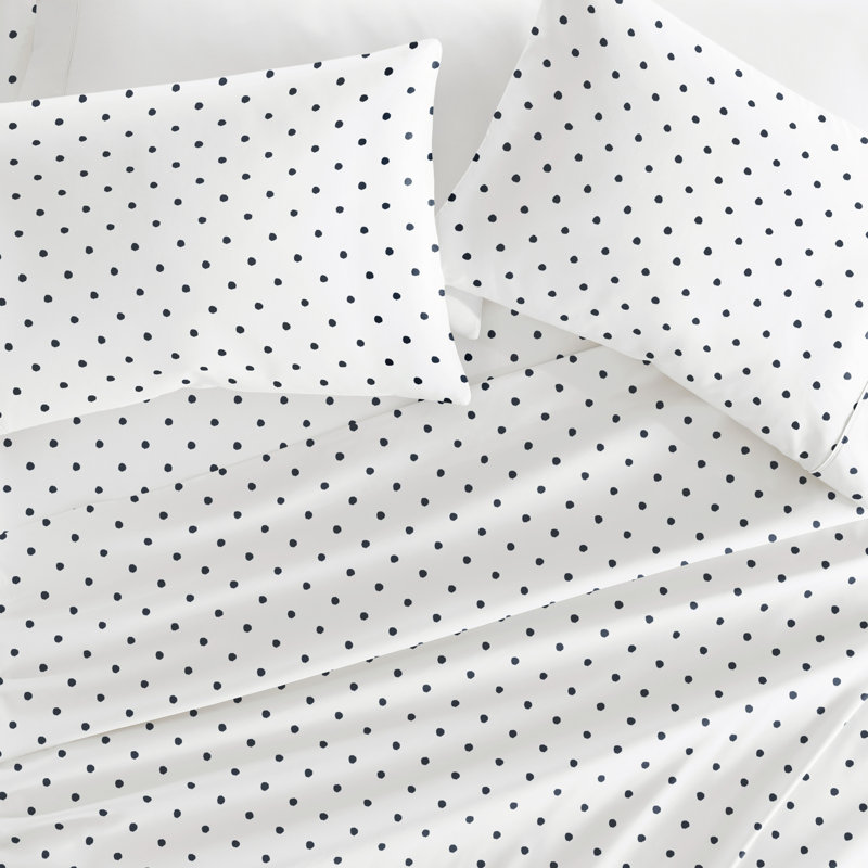 Classic Patterns Soft Sheet Set, King Sheet Set with 2 Pillowcases, Polka Dots 2