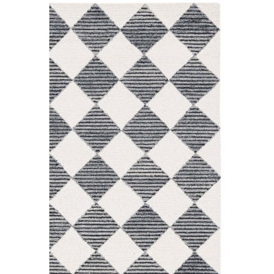 Tapis en laine touffeté à la main ébène noir / ivoire