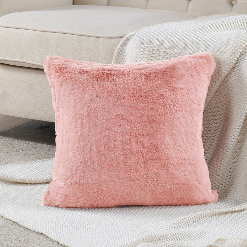 Housse de coussin lourd en fausse fourrure, H 20 pi x l 20 pi, Rose quartz