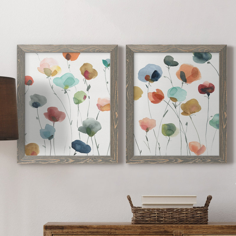 «Lollipop Garden I», ensemble de 2 impressions, Toile encadrée, H 24 po x l 36 po, Gris