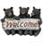 Black Bear Cubs Fun Welcome Sign Figurine