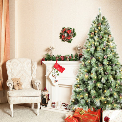 6ft Christmas Tree Featuring 988 Branch Tips And 66 Pine , & Hard Needle Branches, Hinged Assembly For Quick Effortless Setup, Heavy - Duty Stand With Tips, Structure Hassle Assembly, Strong Metal
