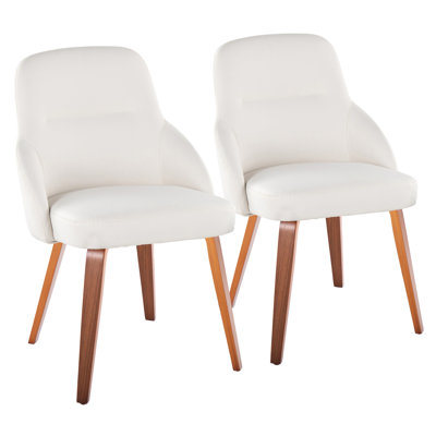 Chaise en similicuir blanc noyer - design contemporain, pieds courbés, rembourrés pour plus de confort, utilisation à l'intérieur, capacité de 250 lb chacun, bois d'assemblage requis, cuir, siège confortable, capacité,
