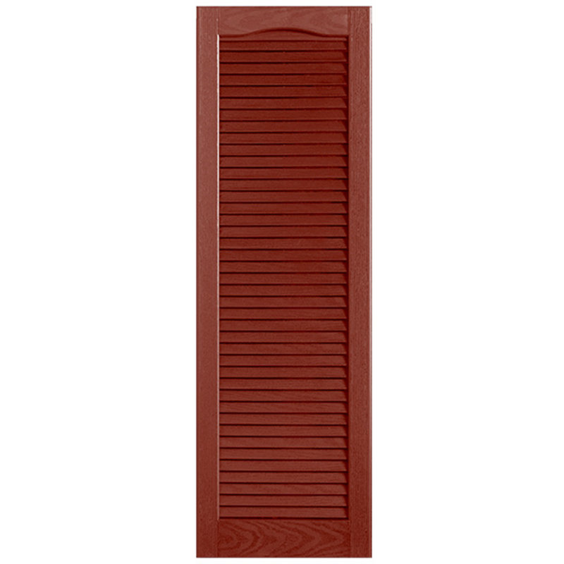 Paire de volets à persiennes cathédrale style pleine longueur ouverts, 69 po, Rouge, 12 po