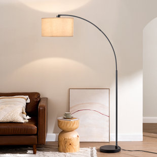 Kyeria Arc/Arched Floor Lamp with Remote Control and Smart Bulb Included Ebern Designs Base Finish: Brown