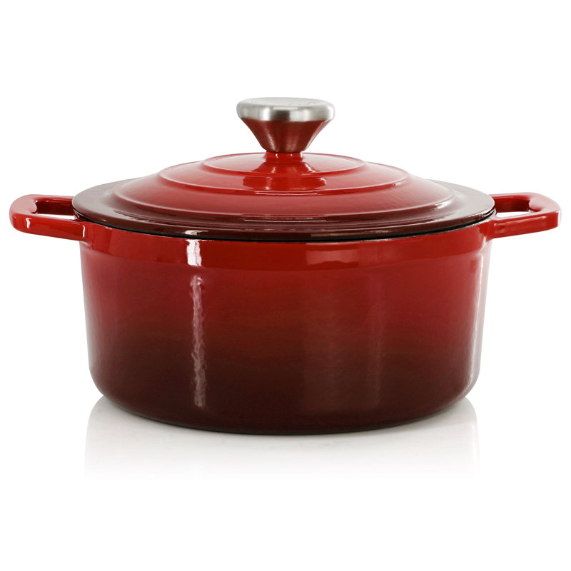 Casserole ronde en fonte émaillée MegaChef, Rouge