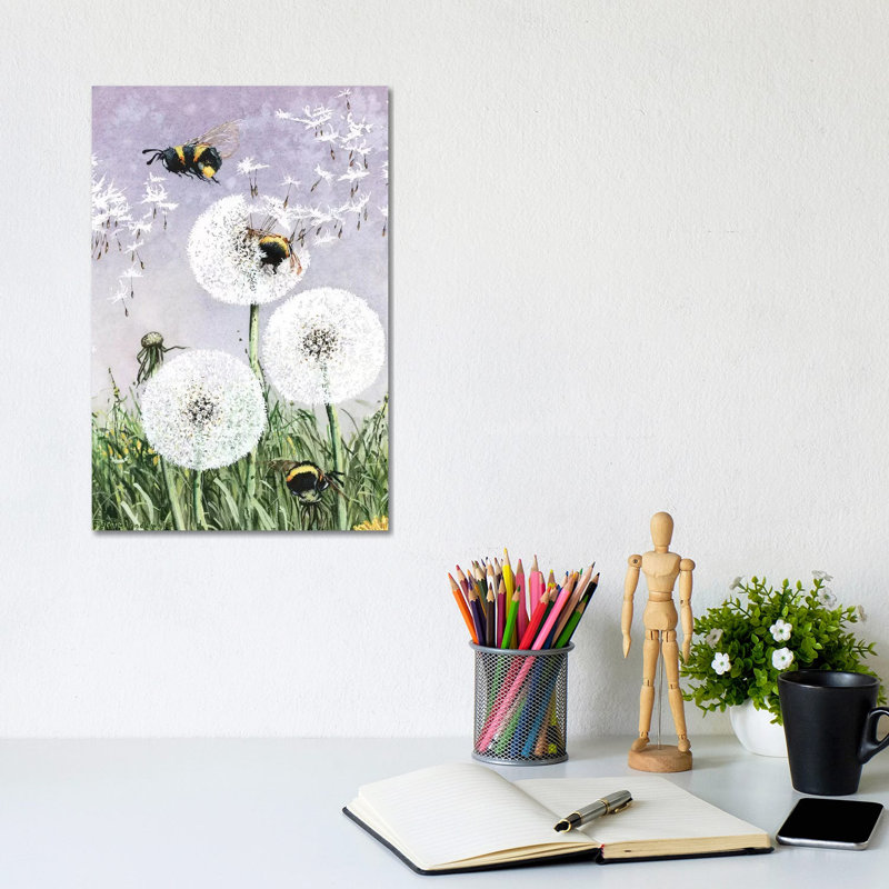 Reproduction d’art, "dandybees" par Maggie vandewalle, Toile tendue, H 12 po x l 8 po x P 0,75 po, Pas de tapis