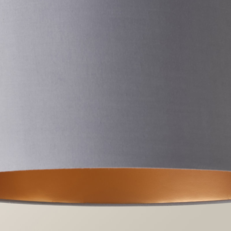 Reni 25cm H Cotton Drum Pendant Shade ( Uno ), Grey/Copper