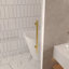 Porte de douche sans cadre l 44 à 48 po x H 76 po, verre trempé transparent de 1/4 po (6 mm), film antidéflagrant, poignée en acier inoxydable, or brossé