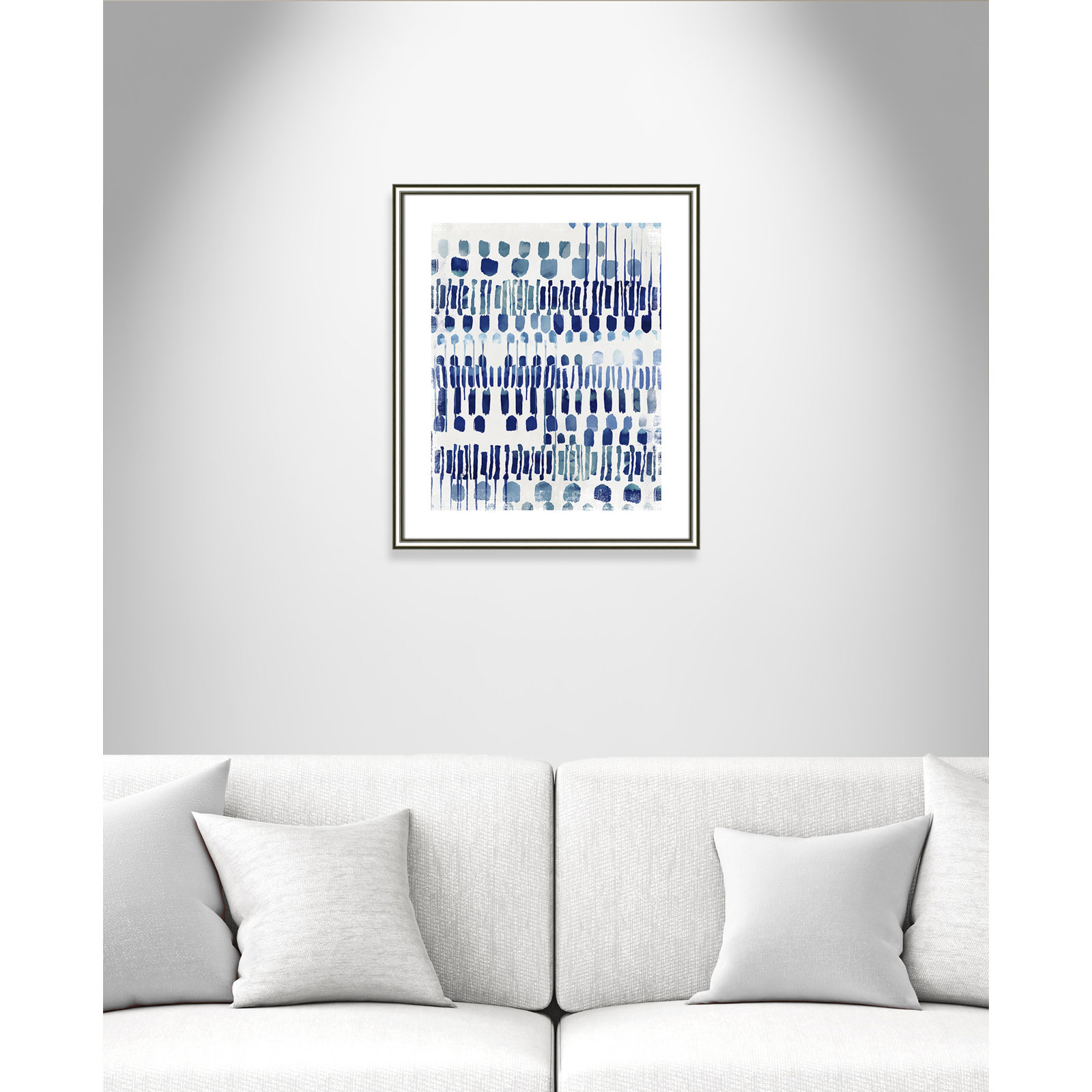 Fynn "Continuously I" Painting by Eva Watts, 25.5" H x 21.5" W x 0.875" D, Silver Framed Paper, White
