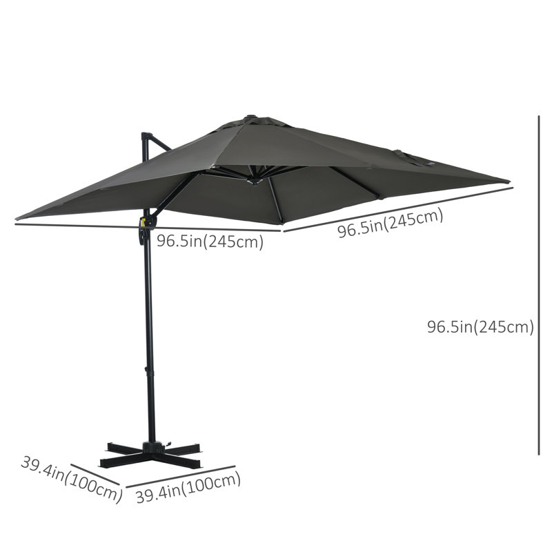 Parasol carré en porte-à-faux 8 pi Naaya, gris
