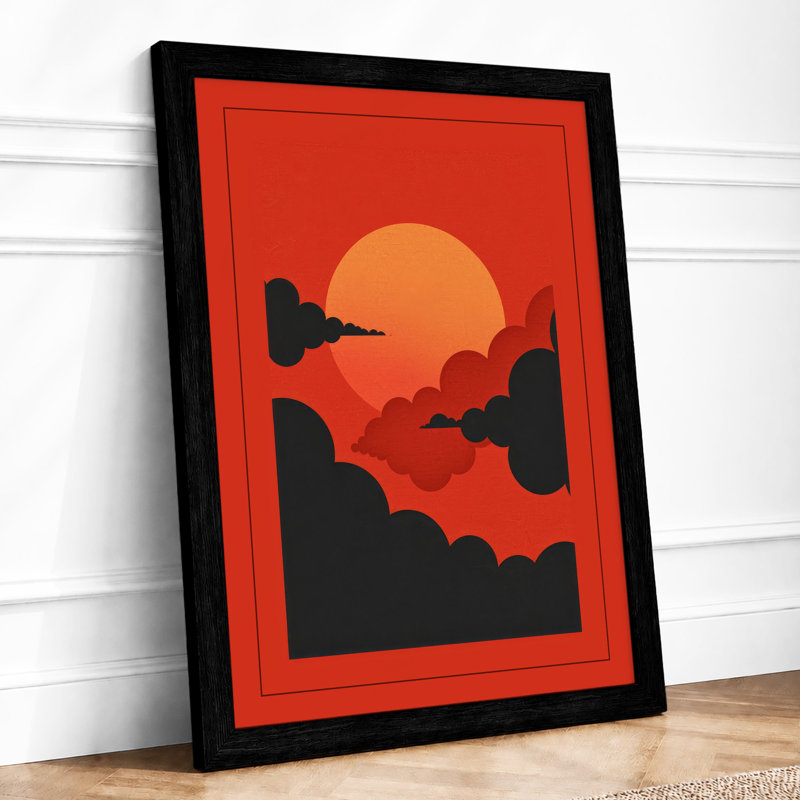 Aircraft Against the Sun Retro - Framed Print, A4 - 29.7 x 21.0 cm, Black