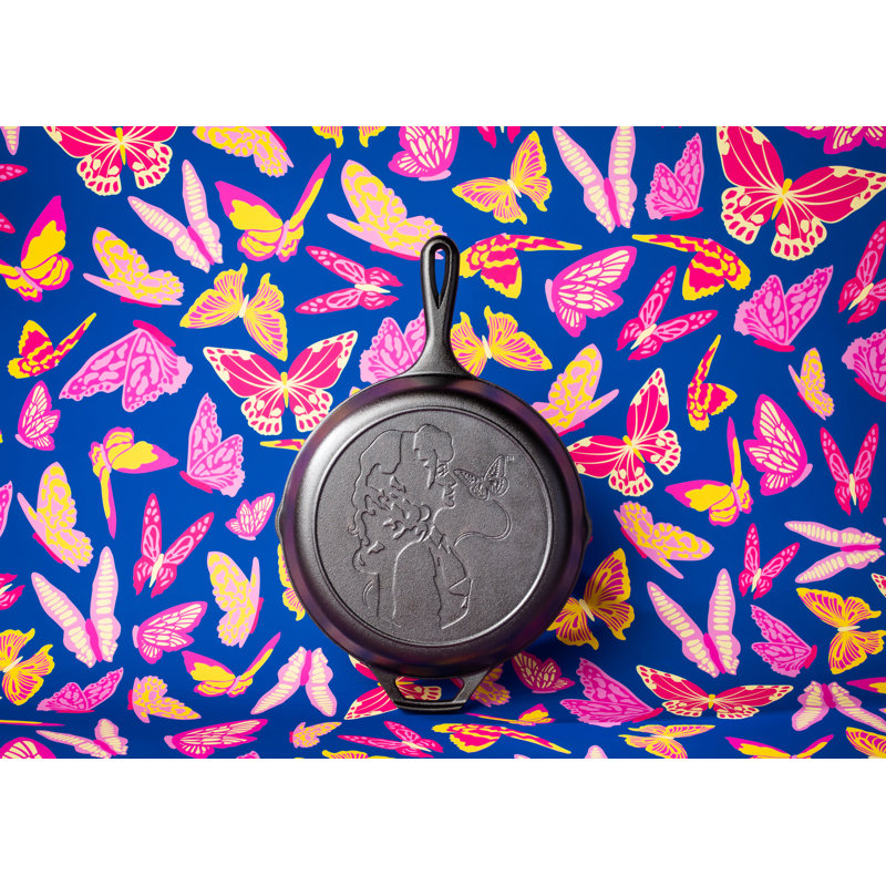 Black Round 10.25" Cast Iron Skillet with Dolly Parton Design