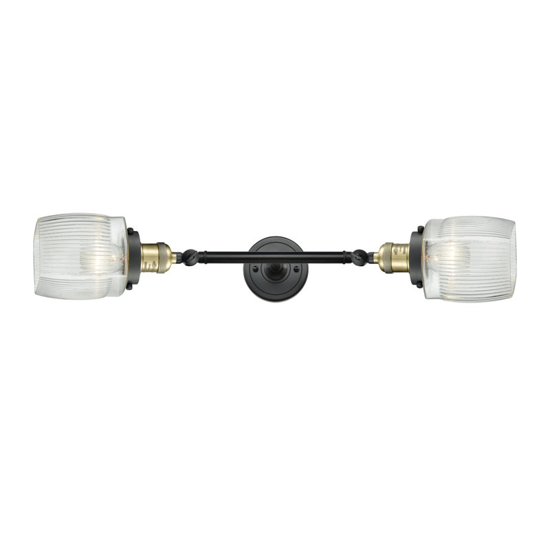Bonneau 2 - Light Dimmable Vanity Light, Clear Halophane, Incandescent, Black Antique Brass