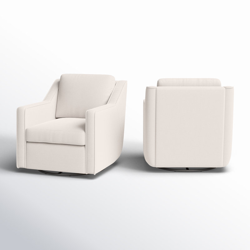 Fauteuil pivotant rembourré avec coussin de dossier large et large Bronnen, Polyester beige